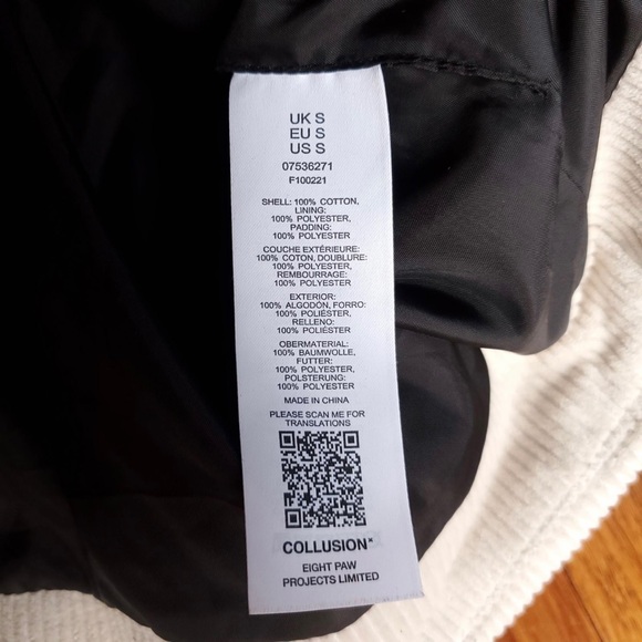 Collusion unisex cord padded puffer jacket - Picture 4 of 6